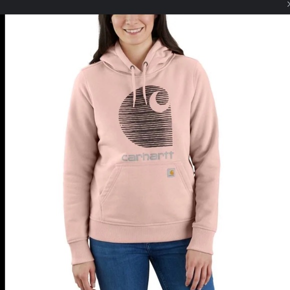 Carhartt Womens Rain Defender Relaxed Fit Hoodie Size S Pink Sweatshirt Grunge - Picture 2 of 14